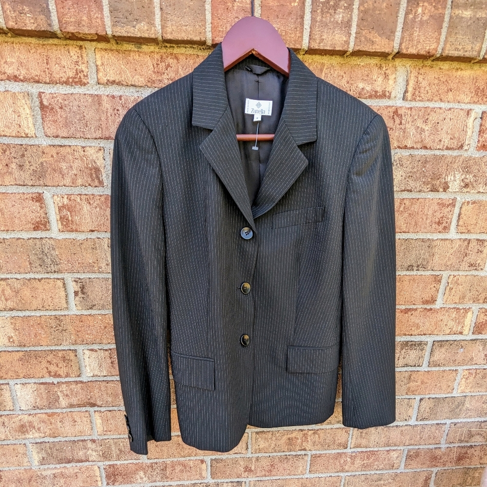 Zanella vintage pinstripe black blazer